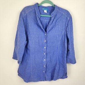 Fresh Produce Floral Pattern Lightweight Cotton Button Front Tunic Top sz L